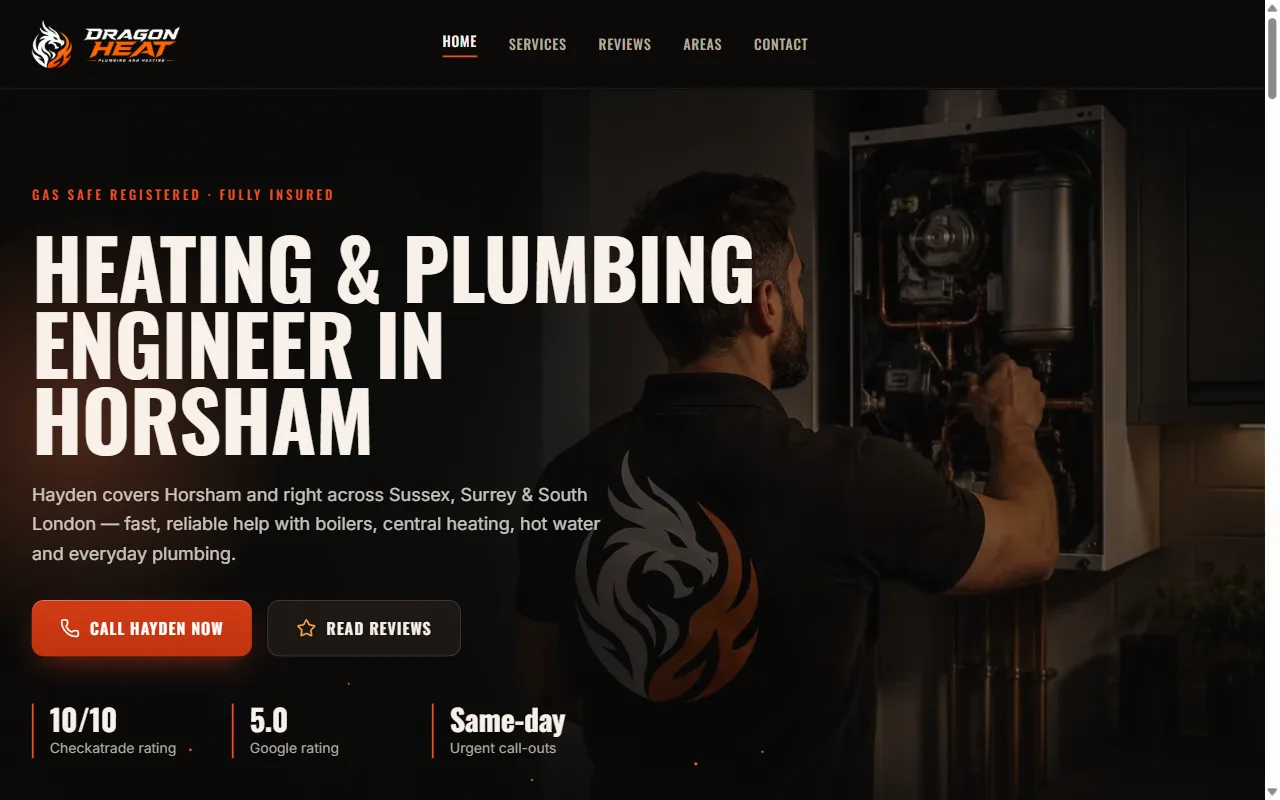 Dragon Heat website built by Wacky Works Digital